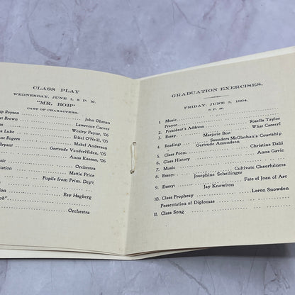 1904 Graduation Commencement Program Rosella Taylor Gertrude Amundson TB8-OD