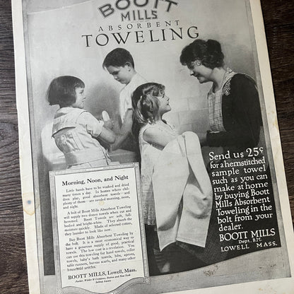 Boott Mills Absorbent Towelling Lowell MA Vintage Magazine Ad 10x13 V7