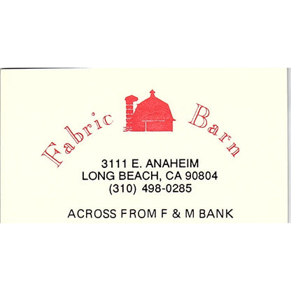 Fabric Barn Long Beach CA Vintage Business Card SD9-B14