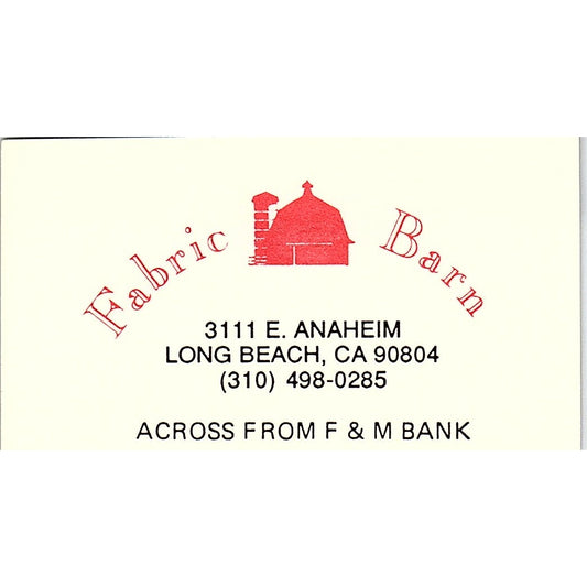 Fabric Barn Long Beach CA Vintage Business Card SD9-B14