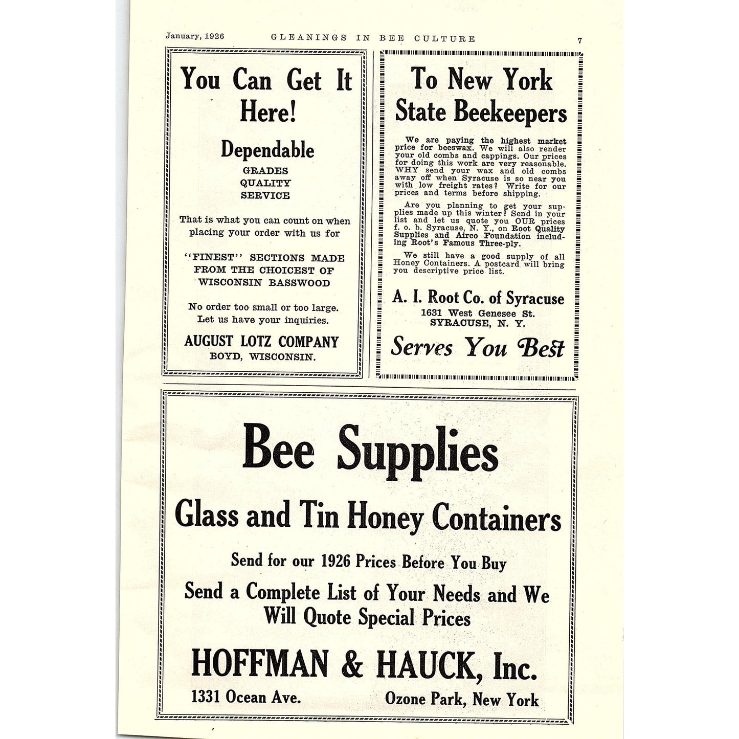Dadant & Sons Wired Foundation Beekeeping Hamilton IL 1926 Ad AG3-9