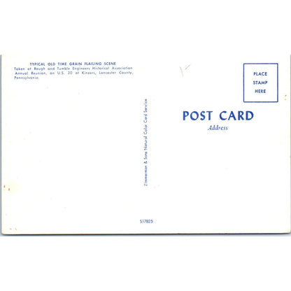 Old Time Amish Grain Flailing Scene Pennsylvania Dutch Country Postcard PD8