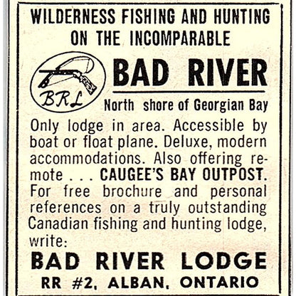 Caugee's Bay Outpost Bad River Lodge Alban Ontario Canada 1977 Ad AF6-M3