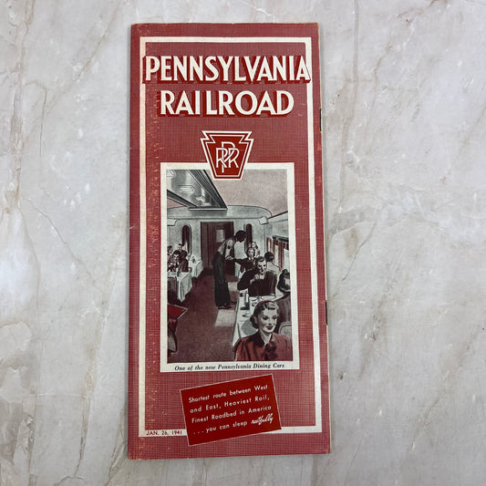 1941 Pennsylvania Railroad East-West Route Time Table TI8-S4