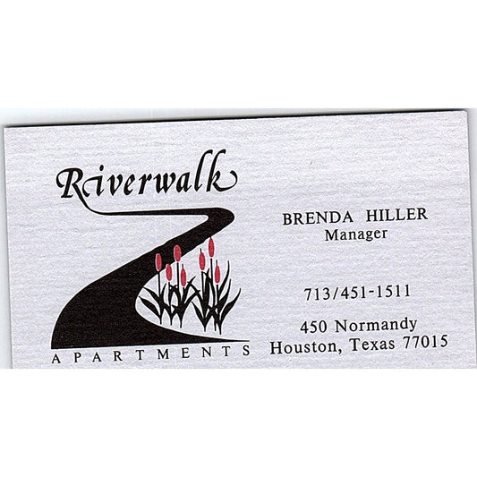 Brenda Hiller Riverwalk Apartments Houston TX Vintage Business Card SE3-B15