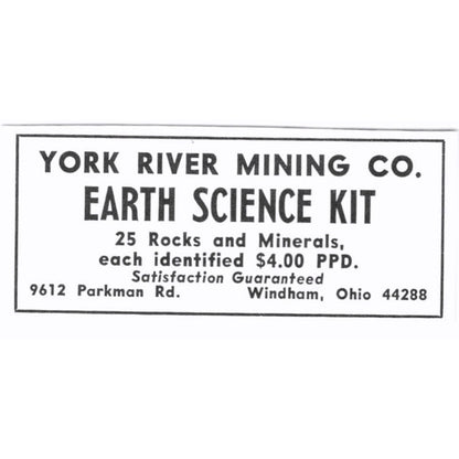 York River Mining Co Earth Science Kit Windham Ohio 1972 Ad AF8-S3