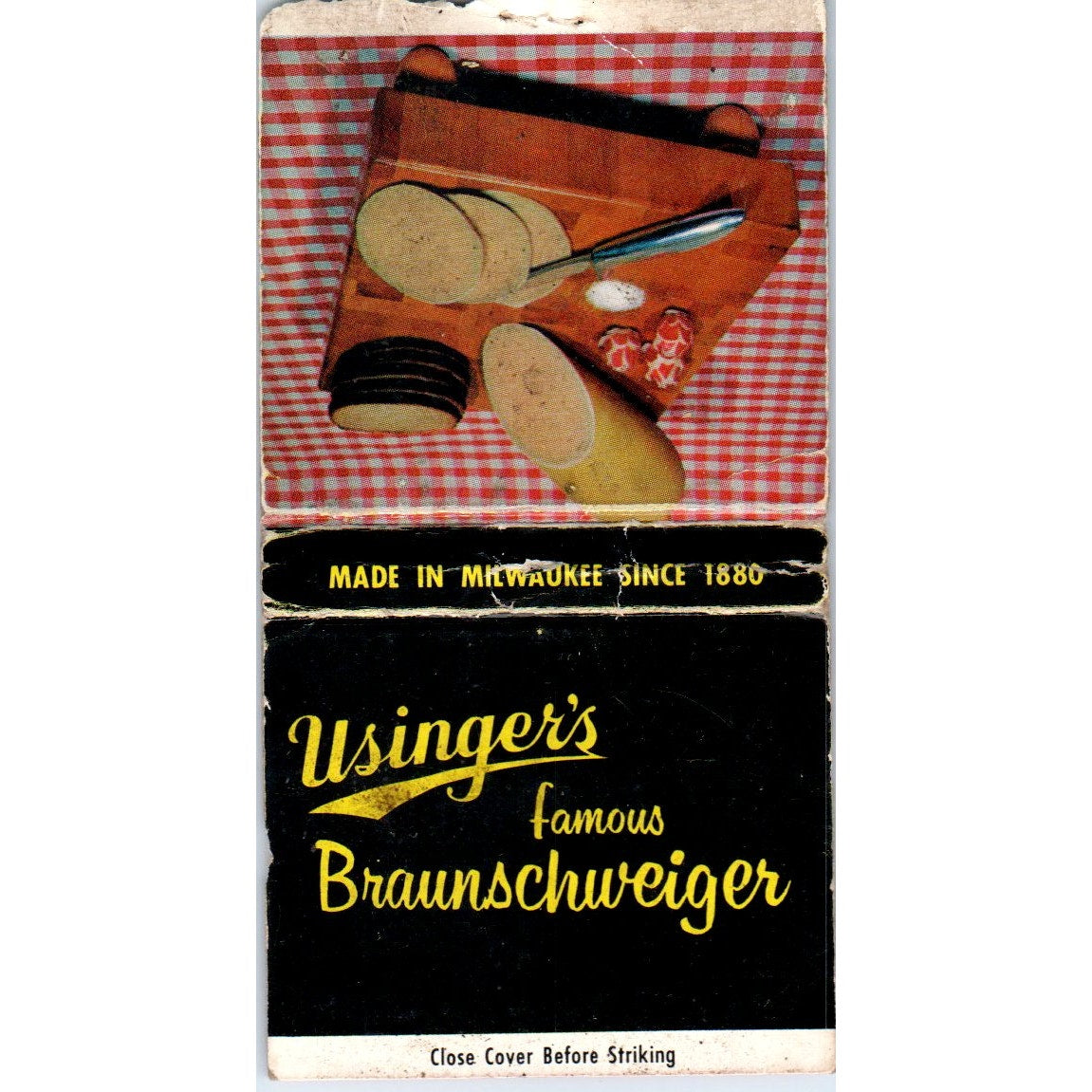 Fred Usinger Famous Braunschweiger Milwaukee Vintage Matchbook Cover SF4-Y6