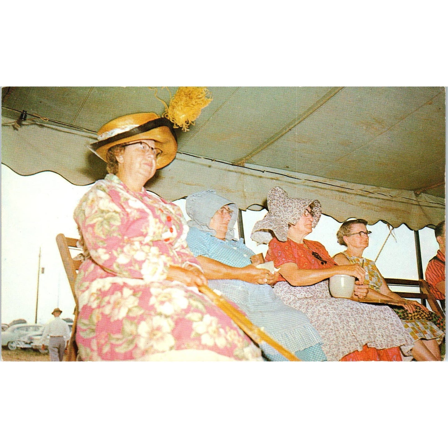 Mennonite Church Yard w/ Buggies Pennsylvania Dutch Country Vintage Postcard PD5