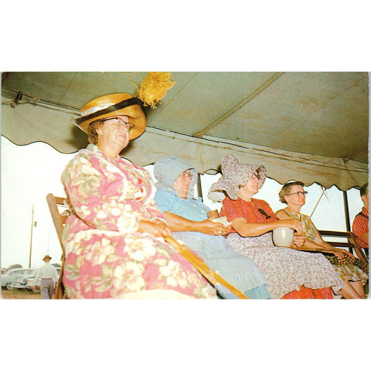 Mennonite Church Yard w/ Buggies Pennsylvania Dutch Country Vintage Postcard PD5