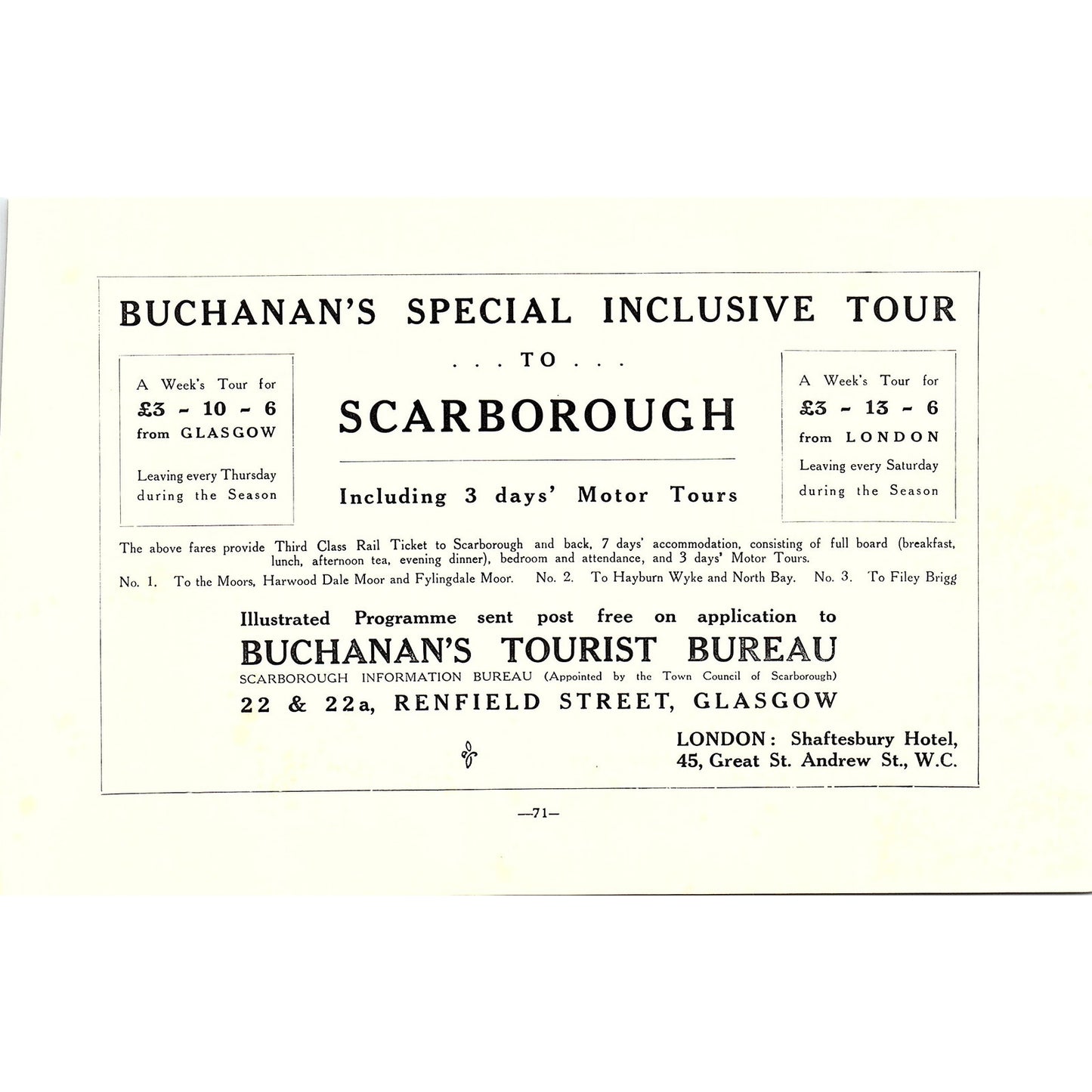 Grand Hotel Reginald Beaumont Scarborough c1910 Ad AF3-9
