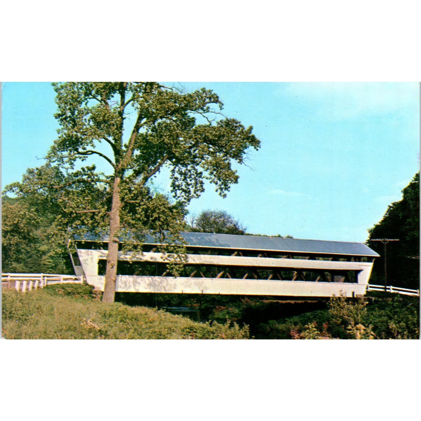 Johnson Covered Bridge Fairfield County #16 Amanda OH Clear Creek Postcard PB11