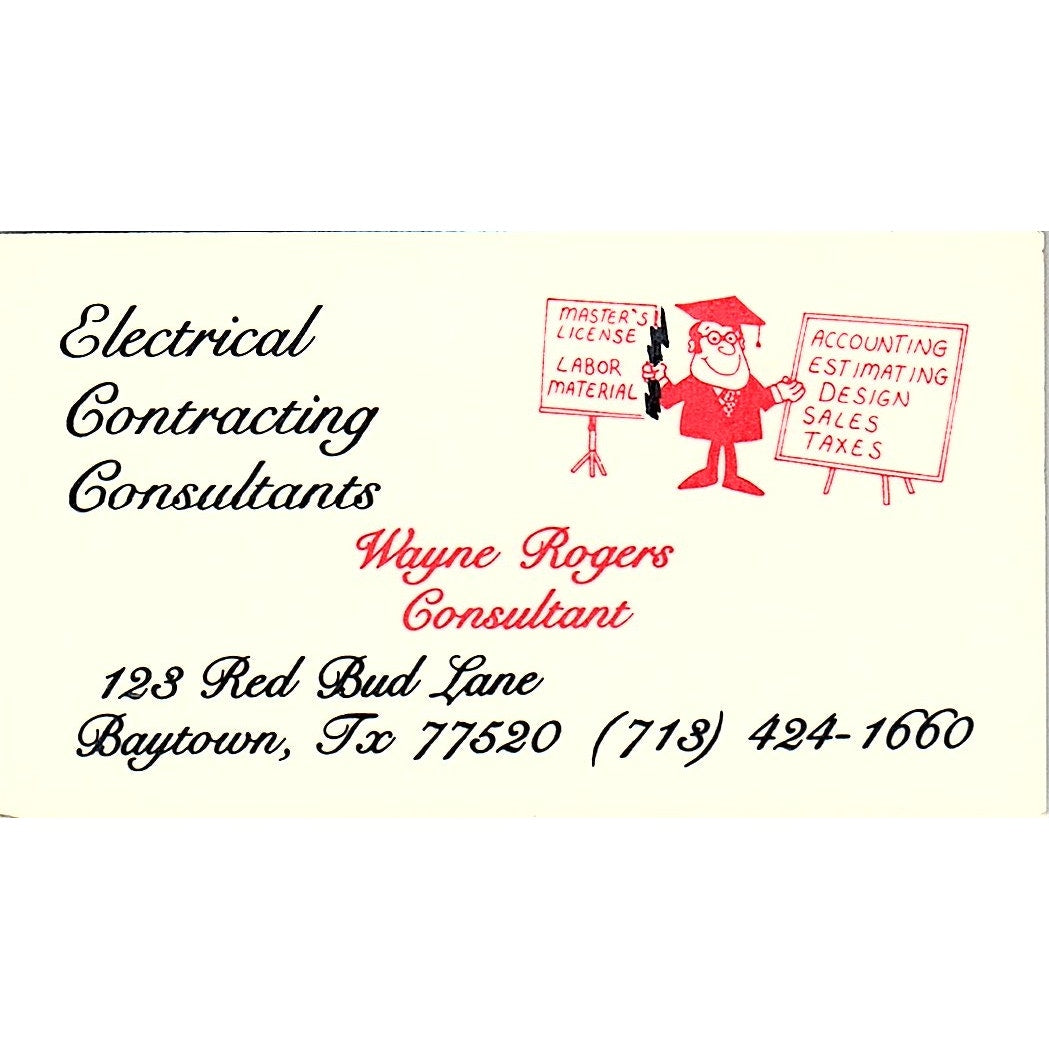 Wayne Rogers Consultant 123 Red Bug Lane Raytown  Vintage Business Card SF3-B6