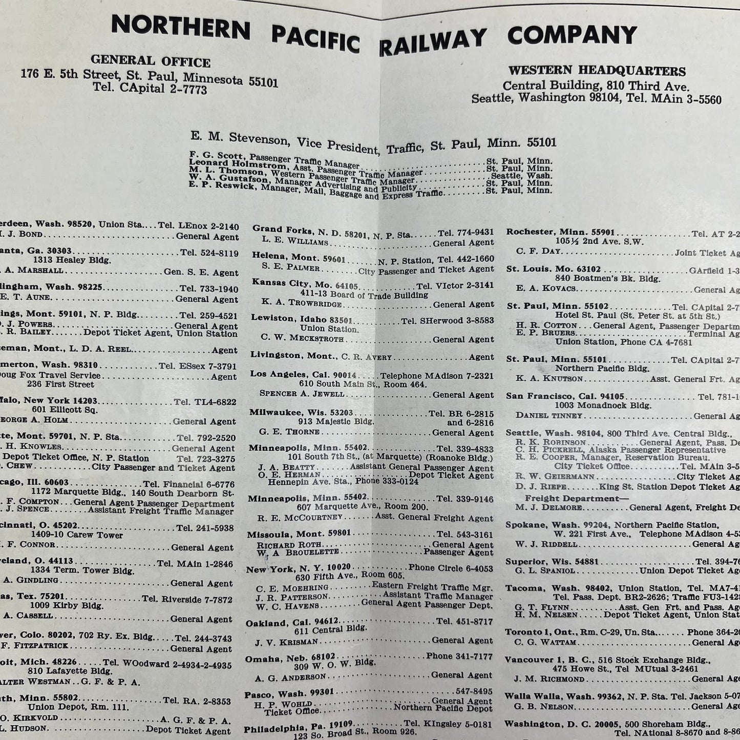 1966 Northern Pacific Railway Company Time Table Vista-Dome TI8-S4
