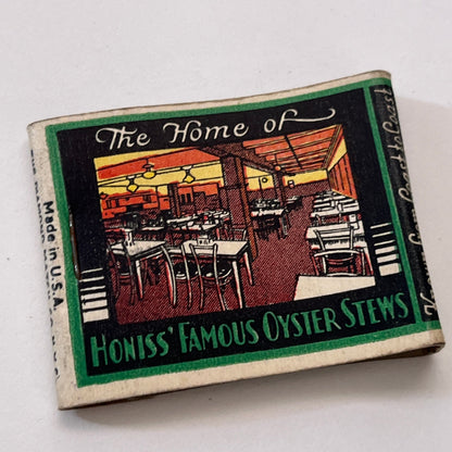 Honiss Oyster House Co Inc Hartford CT Vintage Matchbook Cover TB6-MB1-7