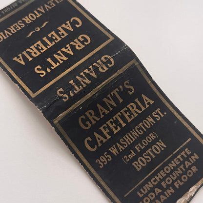 Grant's Cafeteria 395 Washington St Boston MA Vintage Matchbook Cover TB8-MB2-3