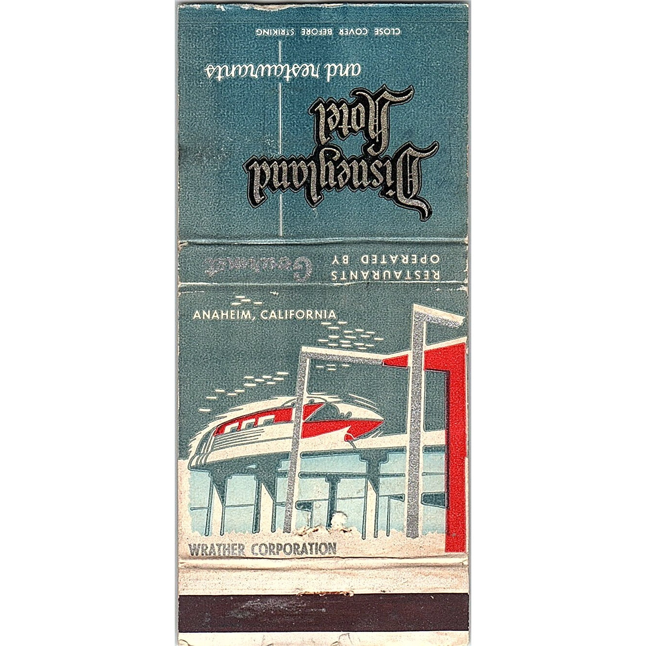 Disneyland Hotel Monorail Bar Anaheim CA Vintage Matchbook TB6-MB2-7