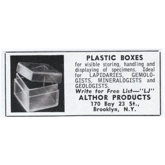 Althor Products Plastic Boxes for Lapidaries Brooklyn NY 1964 Magazine Ad AK6-S5