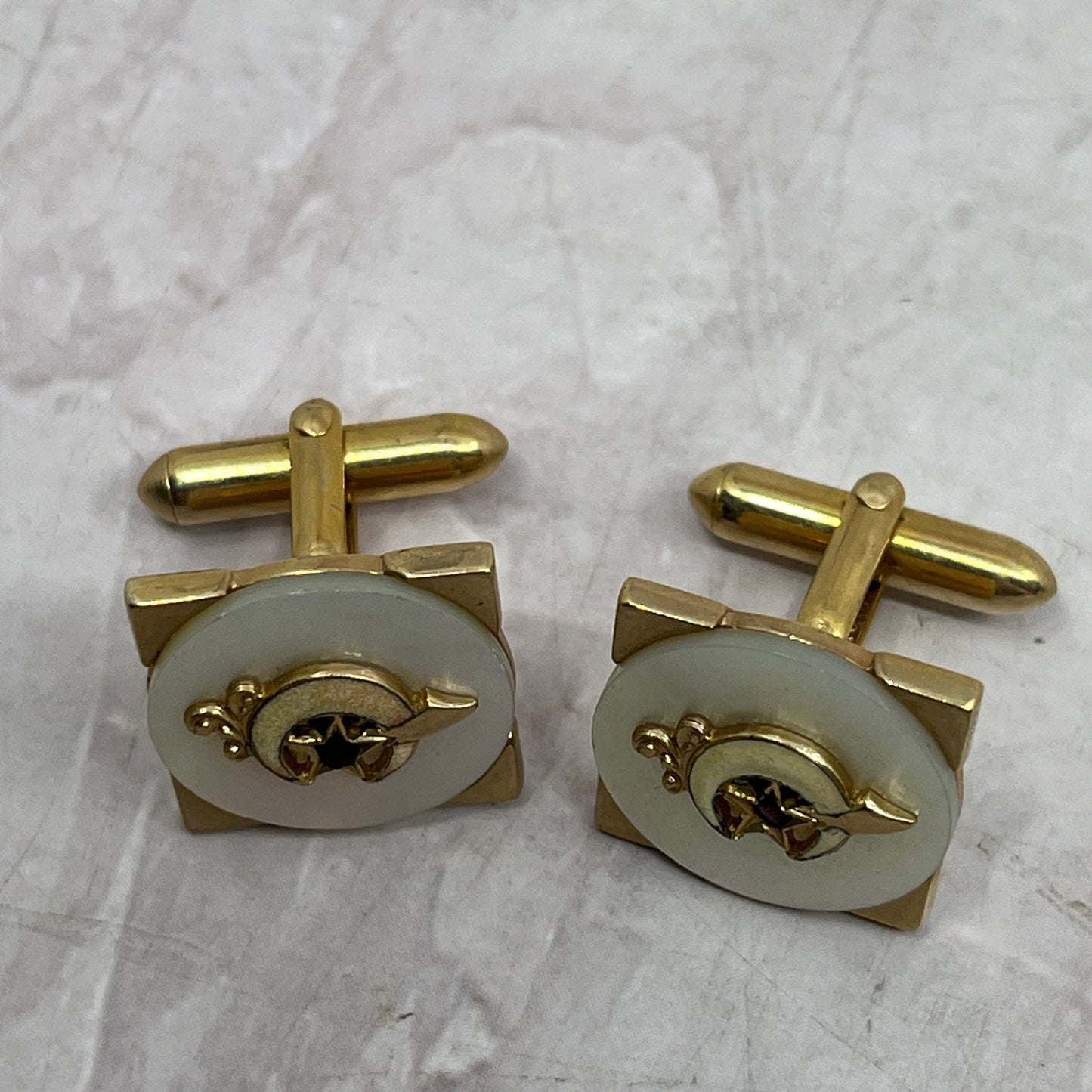 Vintage MCM Swank Shriners Member Cufflinks - Masonic Shriner Scimitar SE5