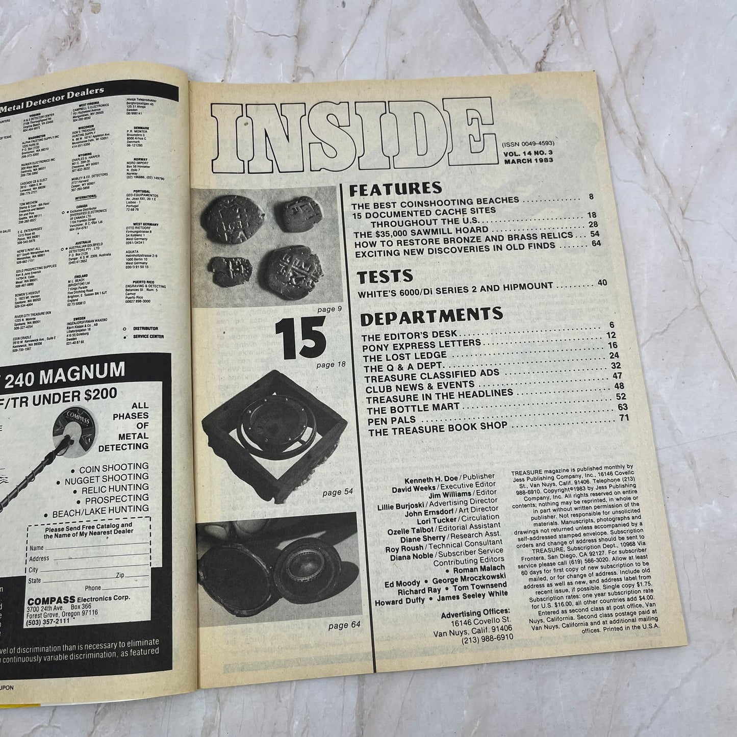 1983 March - Treasure Magazine - Treasure Hunting Metal Detecting Gold Coins M10