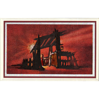 Chromatic Christmas Manger Scene Vintage Art Print 3x5 V12