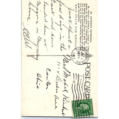 1917 St. Patrick's Cathedral 5th Ave & 50th St. New York Postcard PD3