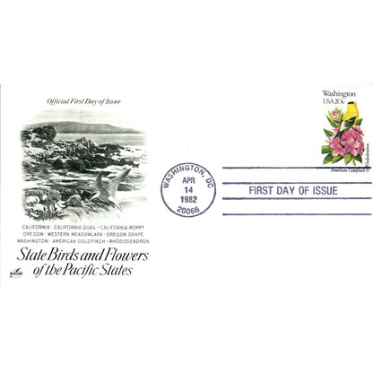 Washington 1982 State Birds & Flowers of Pacific States First Day Issue TJ5-PC2