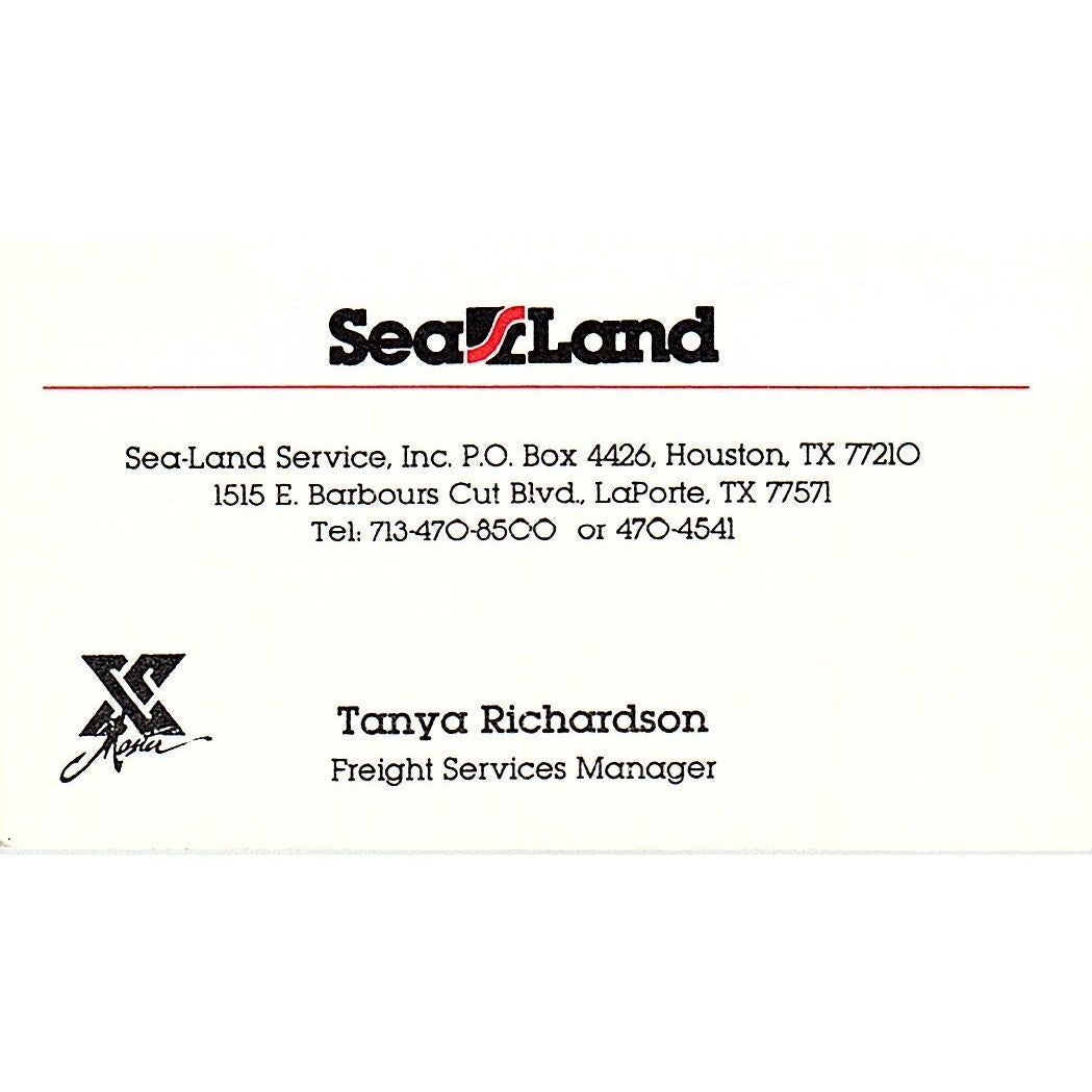 Tanya Richardson Sea-Land Service Inc Houston Vintage Business Card SC9-B4