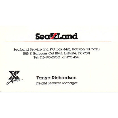 Tanya Richardson Sea-Land Service Inc Houston Vintage Business Card SC9-B4