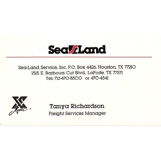 Tanya Richardson Sea-Land Service Inc Houston Vintage Business Card SC9-B4