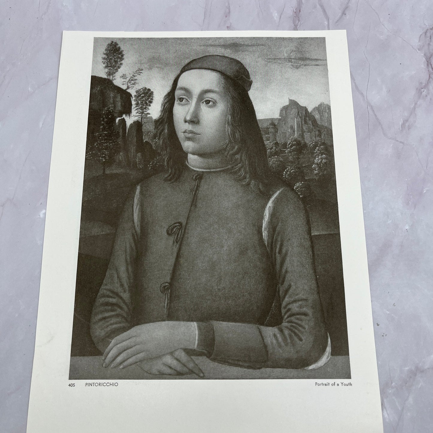 Pinturicchio Portrait of a Youth Antique 8.5x11.5" Engraving Art Print V20