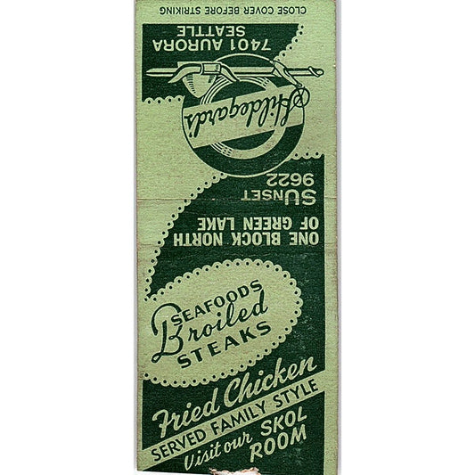 Hildegard's Fried Chicken Skol Room Seattle WA Vintage Matchbook Cover SC7-Y6
