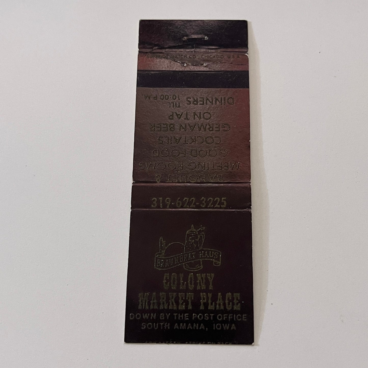 Colony Market Place South Amana Iowa Vintage Matchbook Cover TB6-MB2-1