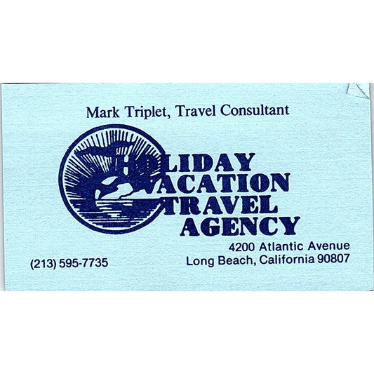 Holiday Vacation Travel Agency Mark Triplet Long Beach CA Business Card SB4-B6