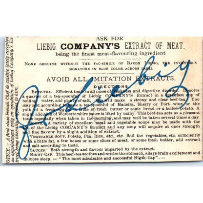 Liebig Company's Extract of Meat Dernier Quartier c1880 Victorian Trade Card AE5