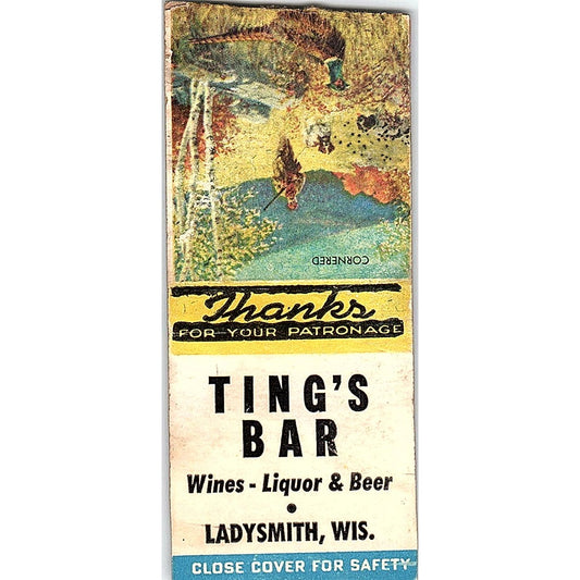 Ting's Bar Ladysmith WI Vintage Matchbook Cover SC7-Y2