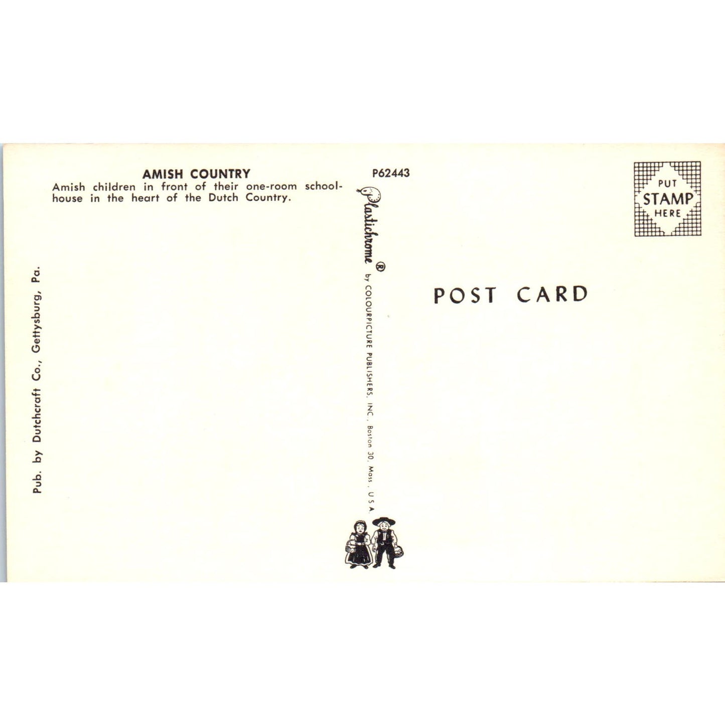 Amish Children in One Room Schoolhouse PA Dutch Country Vintage Postcard PD4