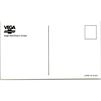 Vega Hatchback Coupe Chevrolet Chevy Yellow Vintage Postcard PC12