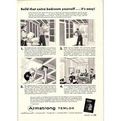 Armstrong Temlock - Build That Extra Bedroom 1955 Ad AG1-6