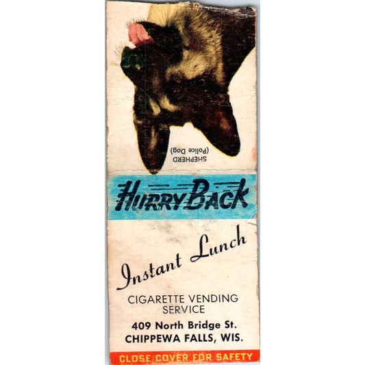 Cigarette Vending Service Chippewa Falls WI Vintage Matchbook Cover SD4-Y15