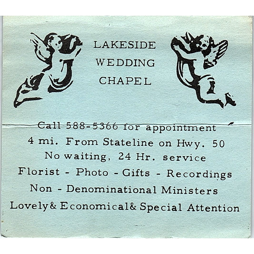Lakeside Wedding Chapel Tally Ho Motel Lake Tahoe Stateline Business Card ML1-6