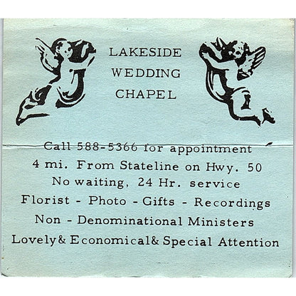 Lakeside Wedding Chapel Tally Ho Motel Lake Tahoe Stateline Business Card ML1-6