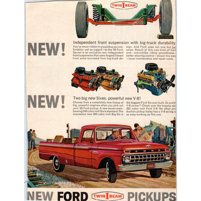 1965 Ford Twin Ibeam Pickup Trucks Automobile Car - Vintage Magazine Ad D20