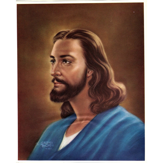 1955 Portrait of Jesus Christ Clarence Thorpe Lithograph Art Print 8x10 V4