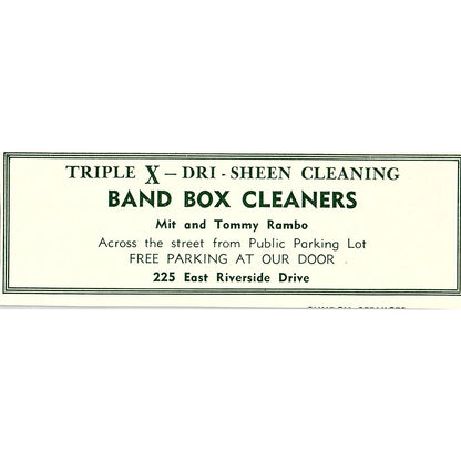 Band Box Cleaners Mit & Tommy Rambo, Brinwood Ranch 1957 Estes Park CO Ad AG4-M1