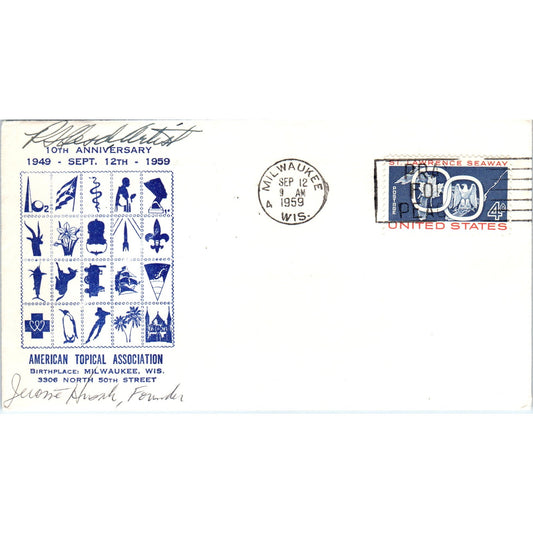 1959 American Topical Assoc 10th Anniversary Milwaukee Postal Cover TI5-PC1