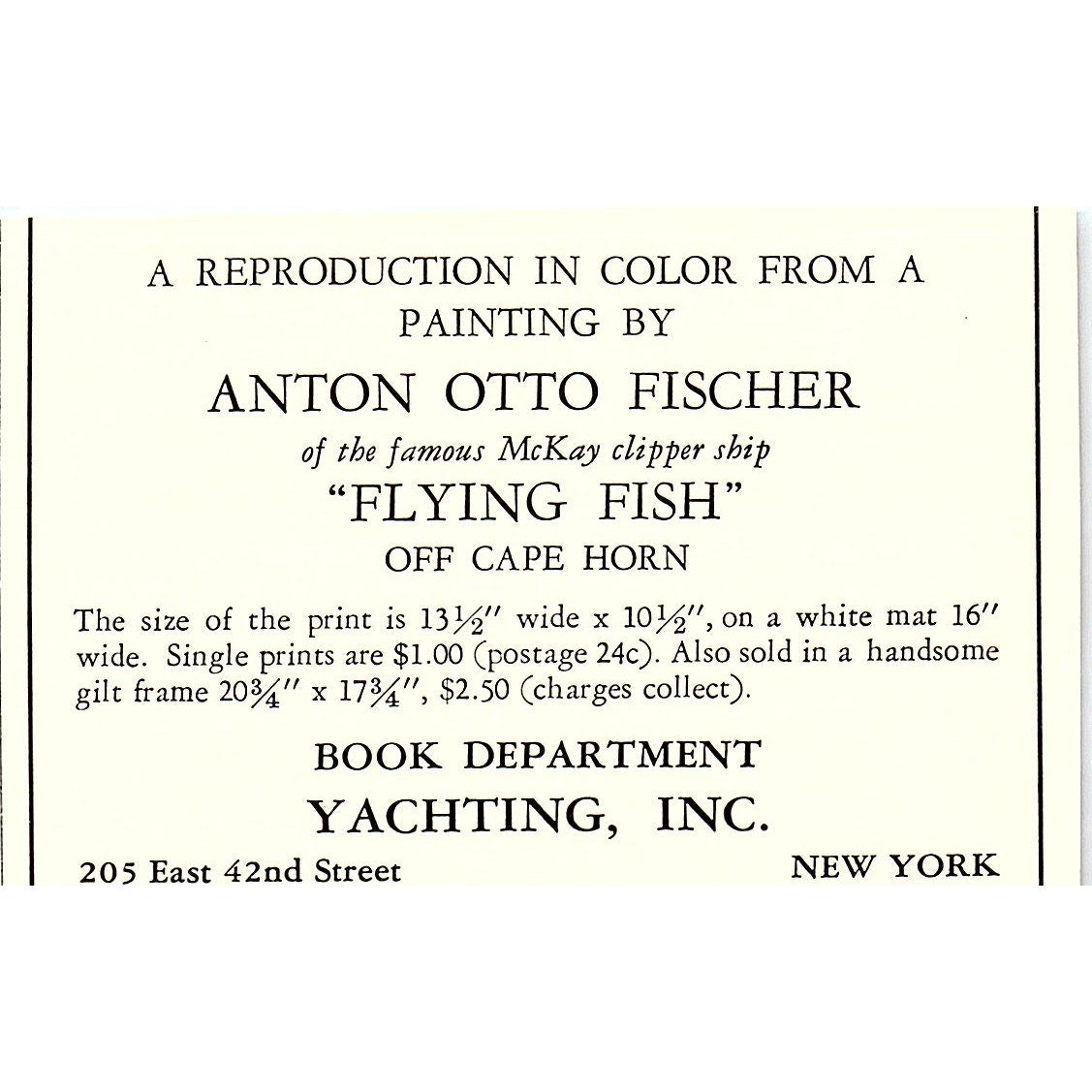 Brennig's Own Marine and Nautical Printing 5th Ave NY 1932 Ad AG2-M19