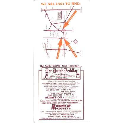 Vintage Berlin Ohio Amish Country Fold Out Travel Brochure TH2-O2