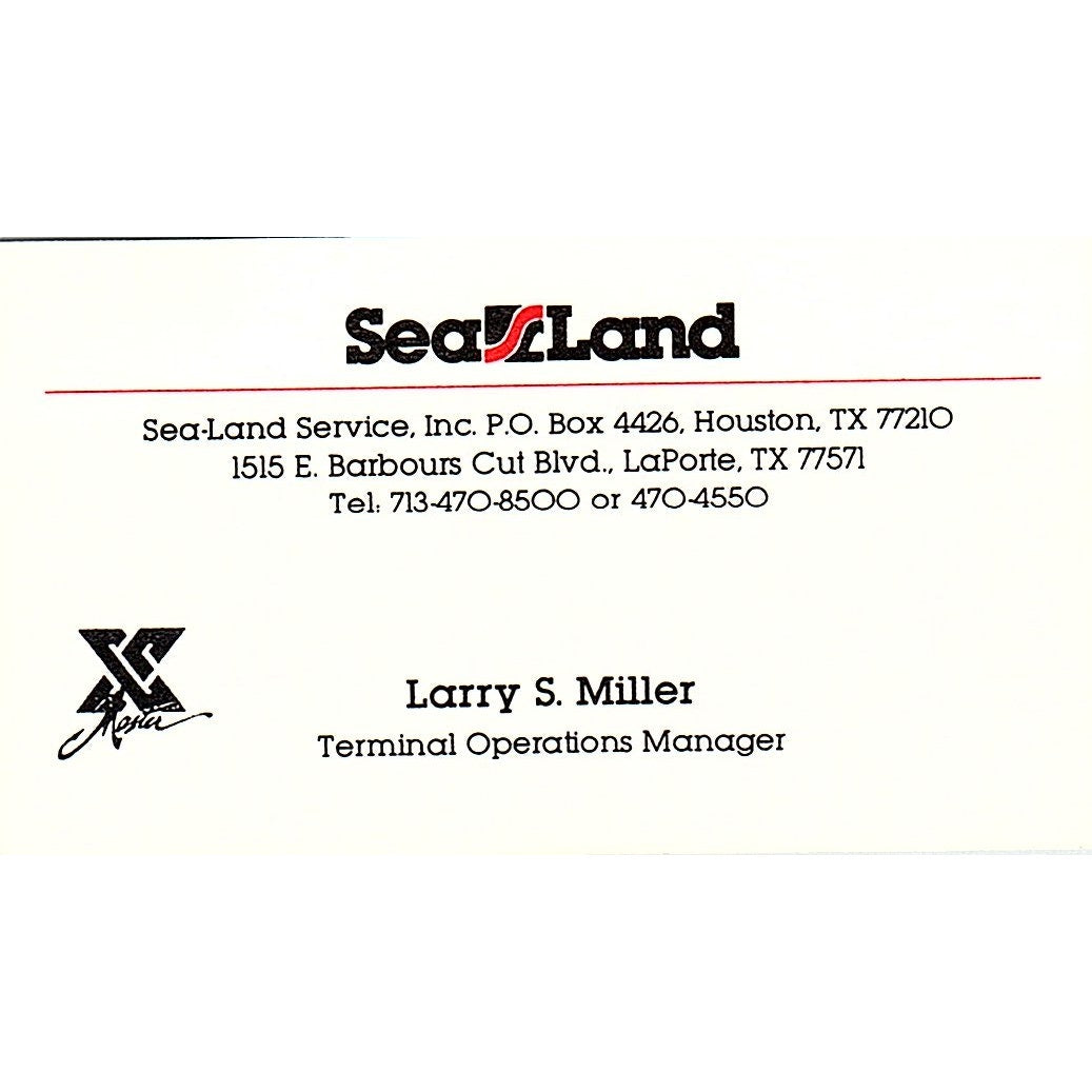 Larry S Miller Sea-Land Service Inc Houston Vintage Business Card SC9-B4