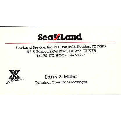 Larry S Miller Sea-Land Service Inc Houston Vintage Business Card SC9-B4