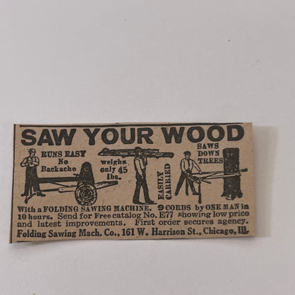 Folding Sawing Mach, Co. Chicago IL 1931 Newspaper Ad SAG4-S13
